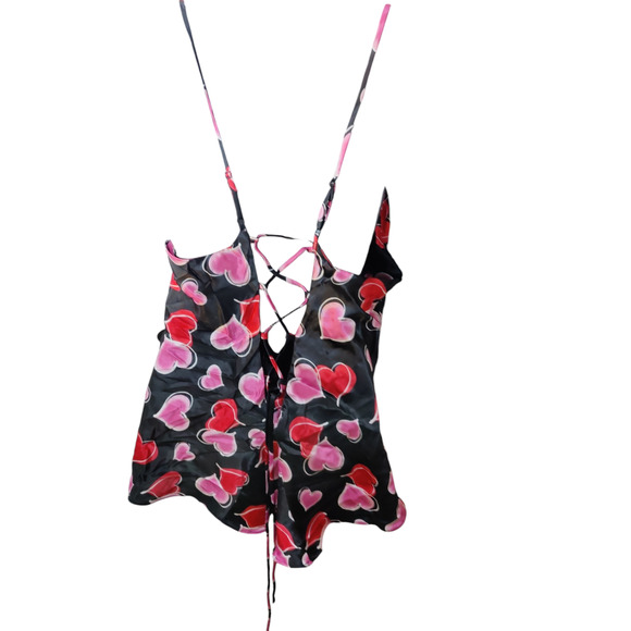 Vintage Fredericks of Hollywood 3 PC PJ set size XL Hearts Valentine silky - Picture 2 of 6